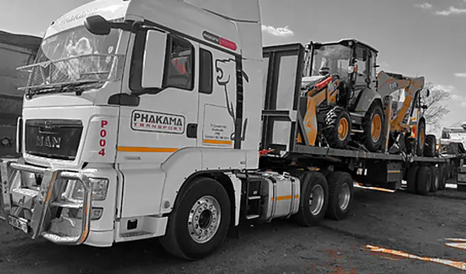 Phakama truck transporting heavy project equipment